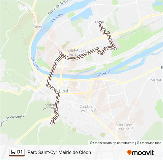 Mapa de D1 de autobús