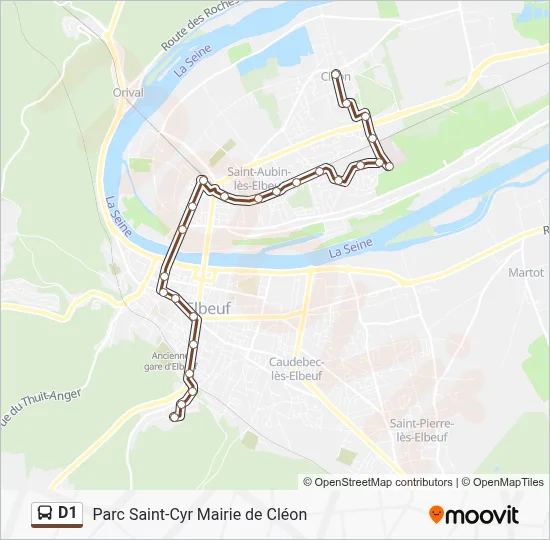 Mapa de D1 de autobús