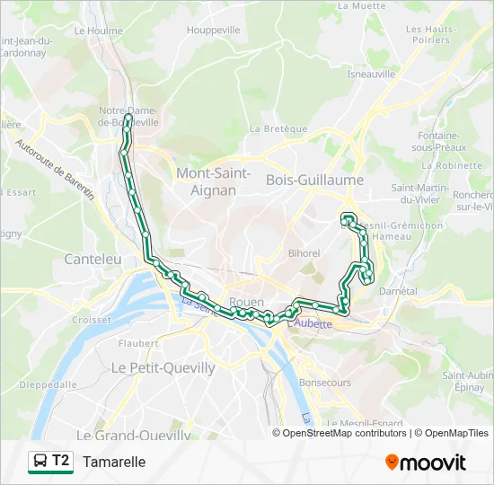 Mapa de T2 de autobús