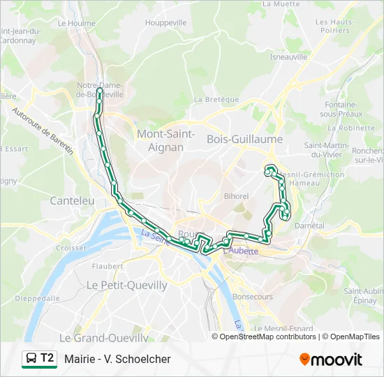 Mapa de T2 de autobús