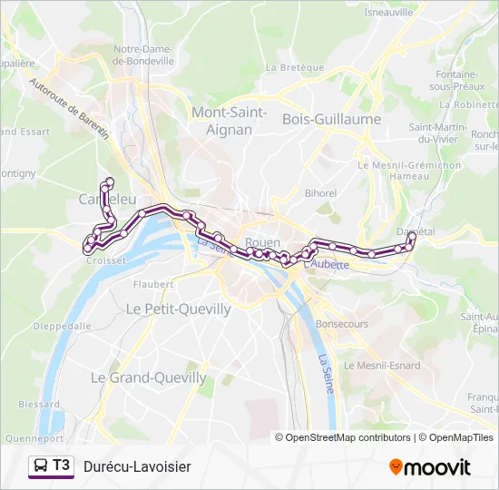 Mapa de T3 de autobús