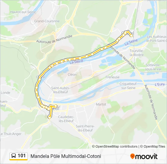 Plan de la ligne 101 de bus