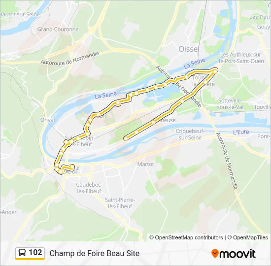 Plan de la ligne 102 de bus