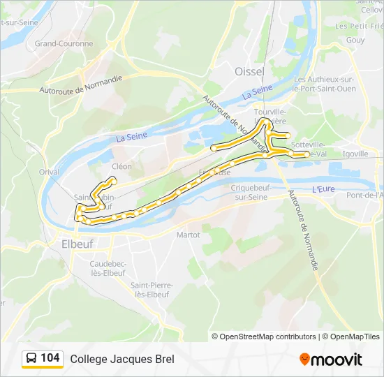 Mapa de 104 de autobús