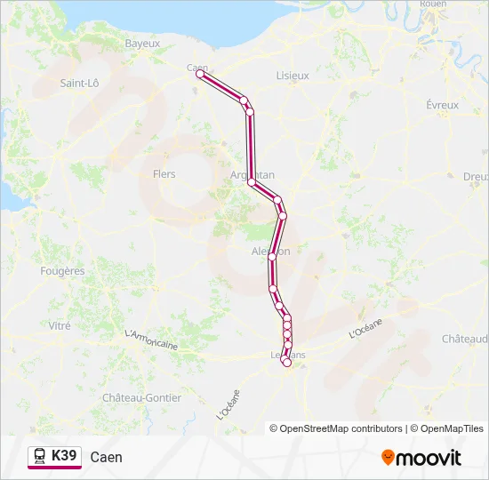 Plan de la ligne K39 de train