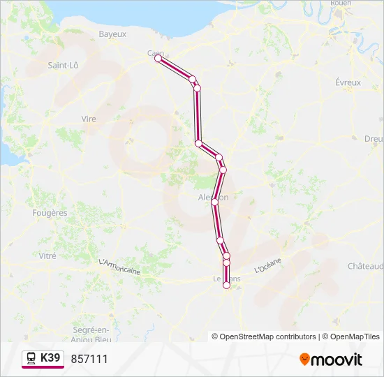 K39 Train Line Map