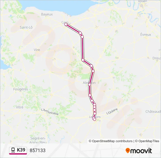 K39 Train Line Map