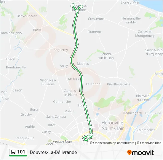 Plan de la ligne 101 de bus