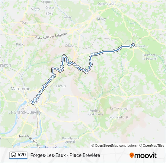 Plan de la ligne 520 de bus