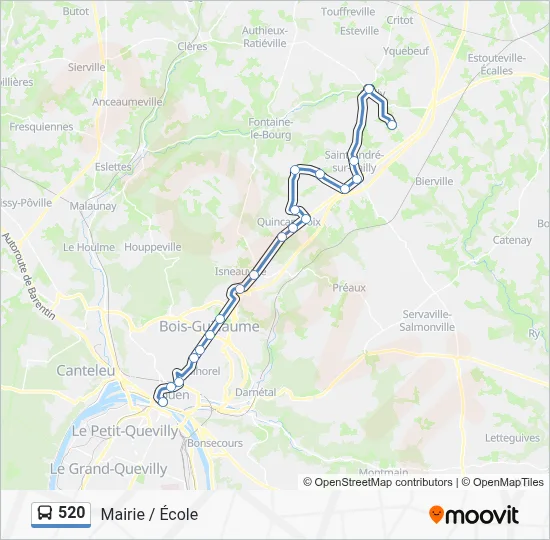 Plan de la ligne 520 de bus