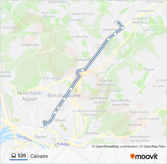 Plan de la ligne 520 de bus