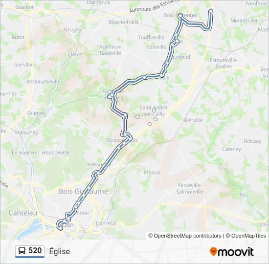 Mapa de 520 de autobús