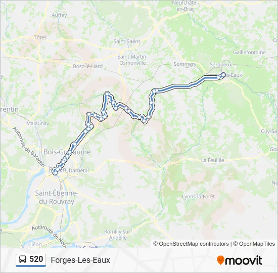 Plan de la ligne 520 de bus