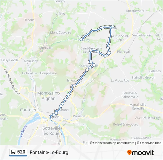 Plan de la ligne 520 de bus