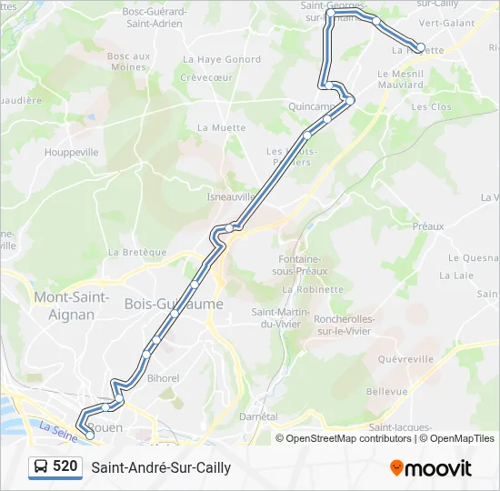 Plan de la ligne 520 de bus