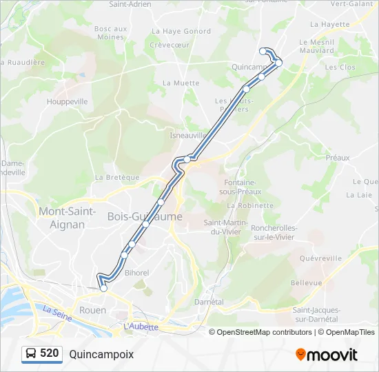 Plan de la ligne 520 de bus