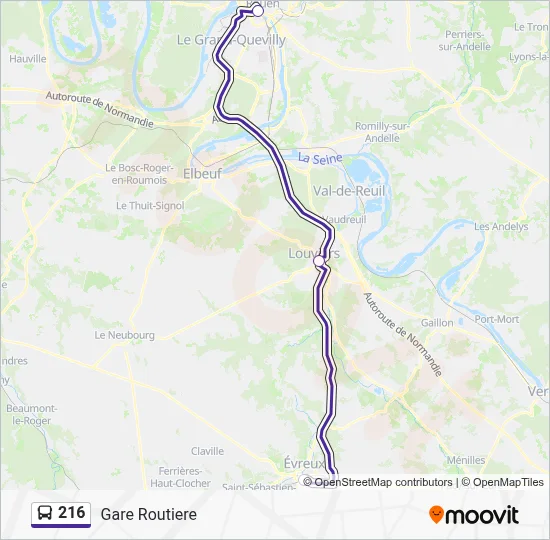 Mapa de 216 de autobús