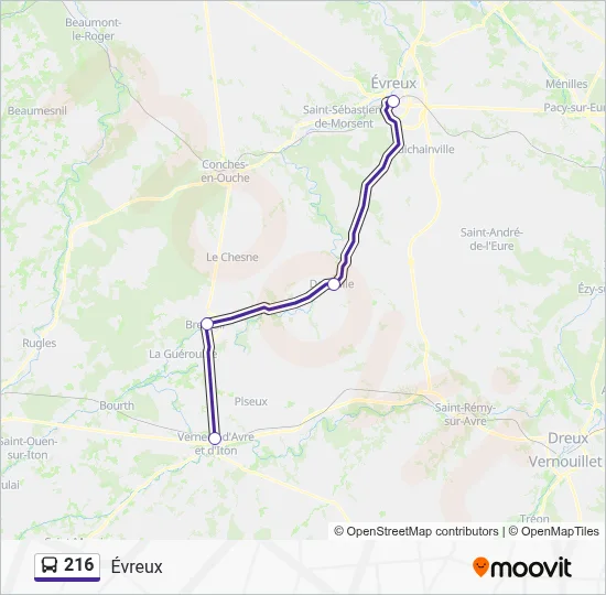 216 Bus Line Map