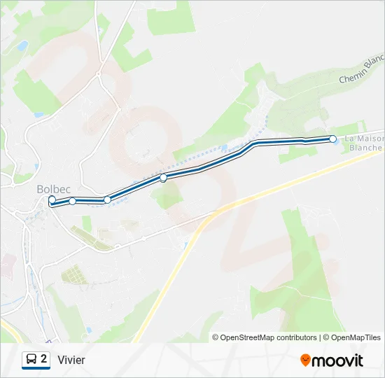 Plan de la ligne 2 de bus