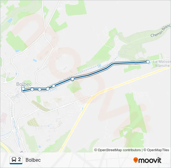 Plan de la ligne 2 de bus