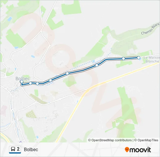 Plan de la ligne 2 de bus