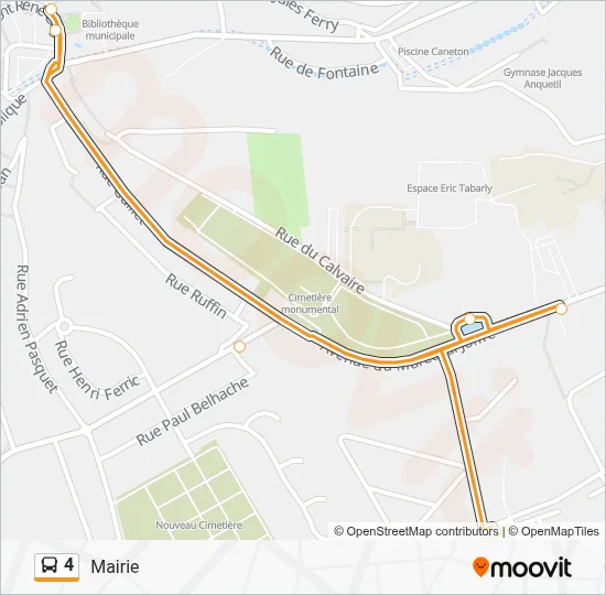 Plan de la ligne 4 de bus