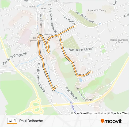 Plan de la ligne 4 de bus