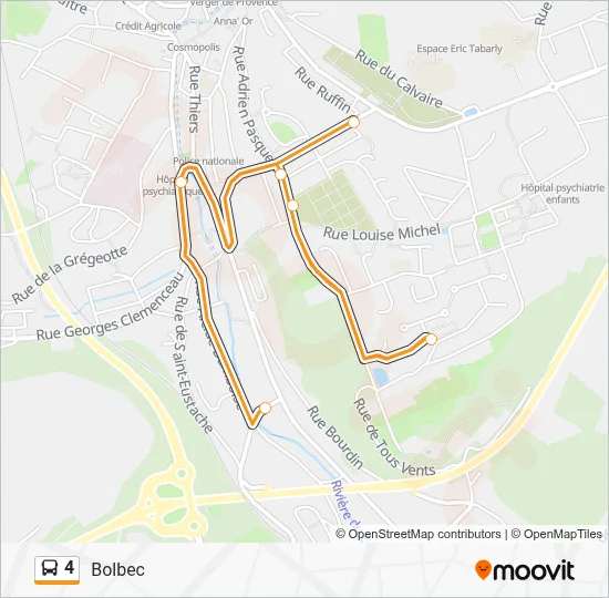 Plan de la ligne 4 de bus