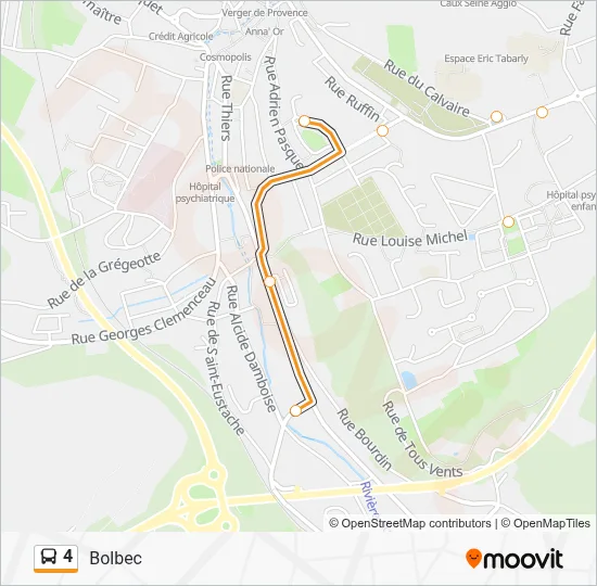 Plan de la ligne 4 de bus