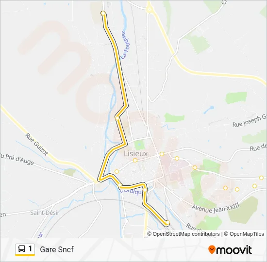 Plan de la ligne 1 de bus