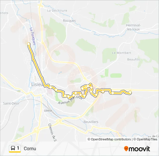 Plan de la ligne 1 de bus