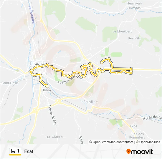 Plan de la ligne 1 de bus