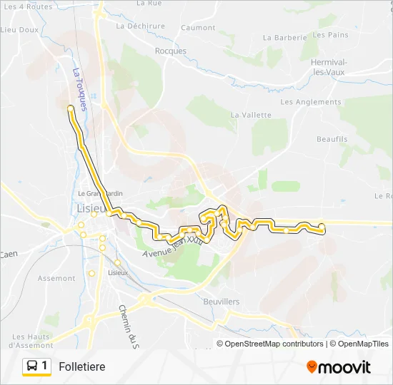 Plan de la ligne 1 de bus