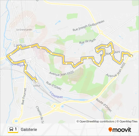 Plan de la ligne 1 de bus