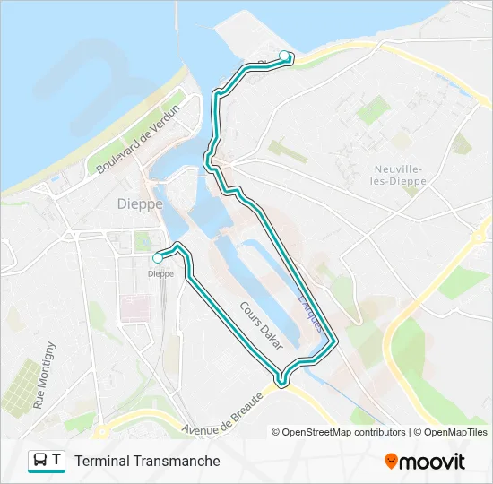 T Bus Line Map