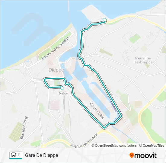 T Bus Line Map