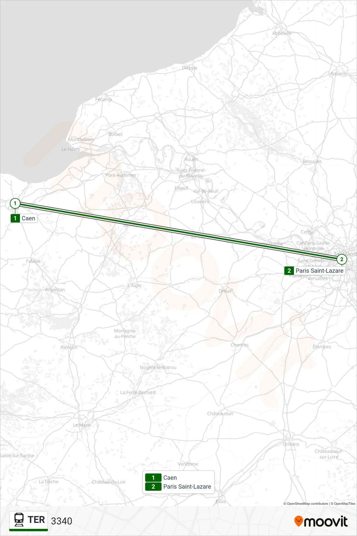 TER rail Line (3340) route and stops on a map