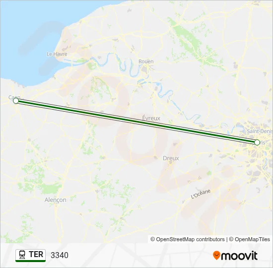 Plan de la ligne TER de train