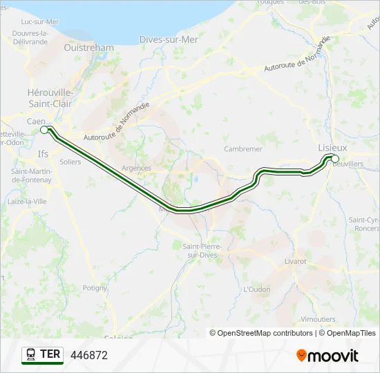 Plan de la ligne TER de train