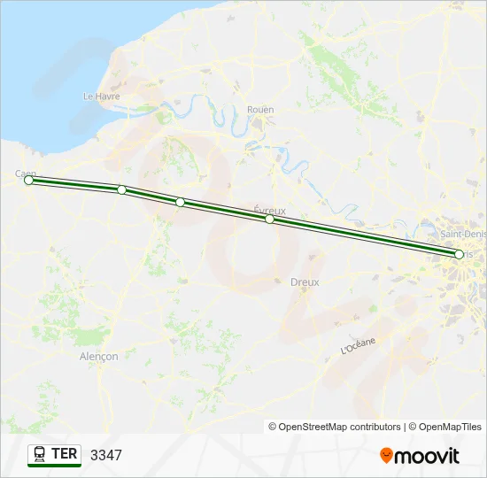 Plan de la ligne TER de train
