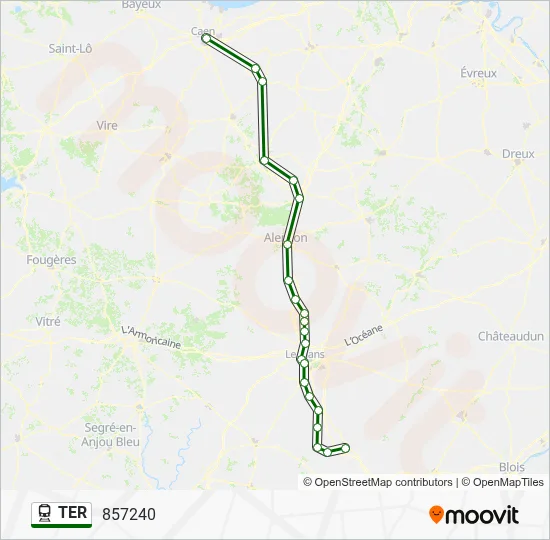 Plan de la ligne TER de train
