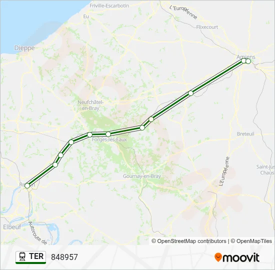 Plan de la ligne TER de train