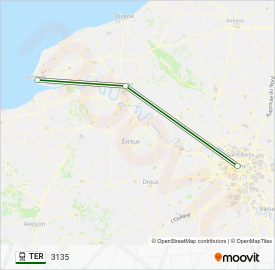 Mapa de TER de tren