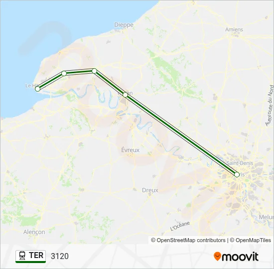 Mapa de TER de tren