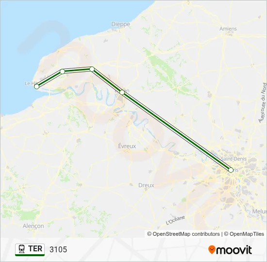 Mapa de TER de tren