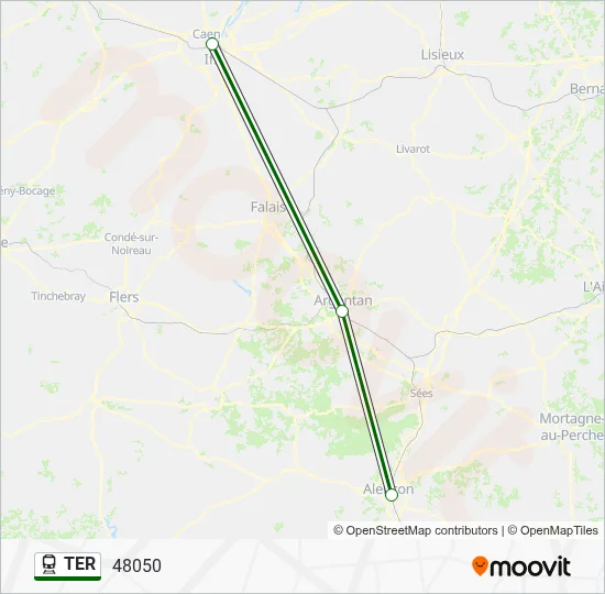 Plan de la ligne TER de train