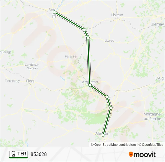 Plan de la ligne TER de train