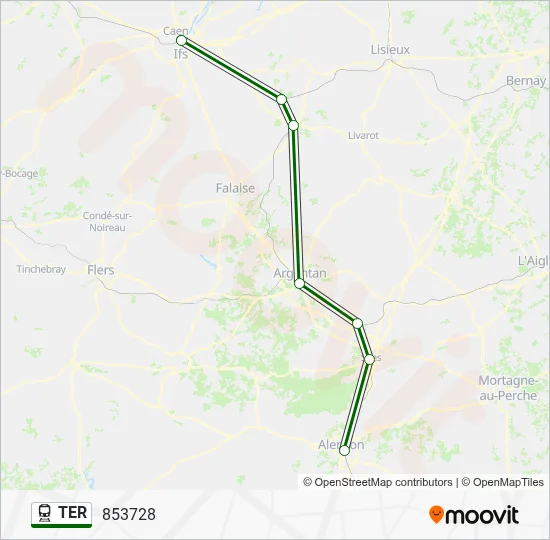 Plan de la ligne TER de train