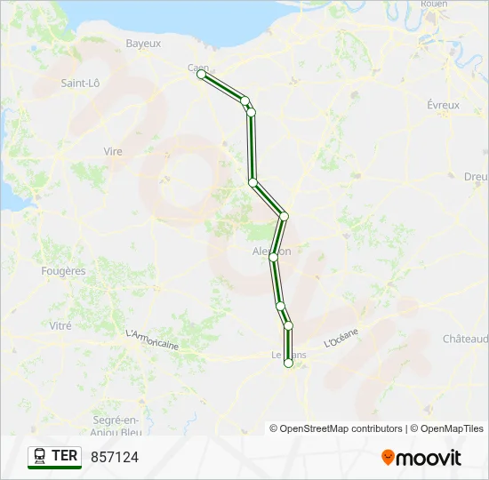 Plan de la ligne TER de train