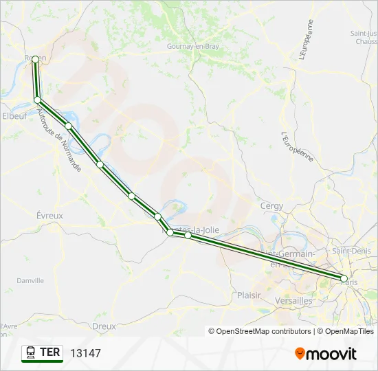 Plan de la ligne TER de train